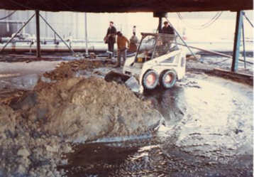 View of under tank repairs in progress